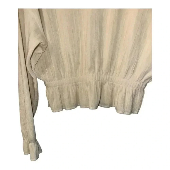 Zara Cream Ribbed Peplum Sweater, Small - Picture 3 of 5
